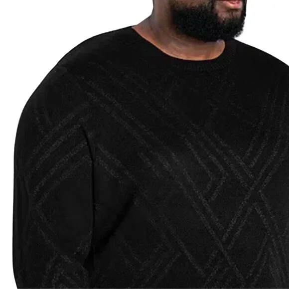 Shaquille O’Neal XLG Metallic Knit Sweater Black Gunmetal NWT 2XLT Holiday Shirt - Picture 3 of 5